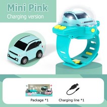 RC카 4CH 미니 원격 제어 자동차 시계 장난감 2.4GHz 손목 시계 레이싱 카 USB 충전 RC 소형 차량 장난감 소년 소녀를 위한 선물, [01] green