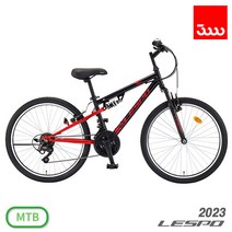 (완조립/사은품) 삼천리 2023 레스포 태풍DX 21단 24인치 주니어 MTB 자전거, 블랙 레드
