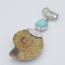 1 pc 천연 암모나이트 바다 쉘 퍼플 핑크 크리스탈 쿼츠 타이거 아이 스톤 참 펜던트 여성용 남성용 목걸이 패션 쥬얼리, 터키 옥