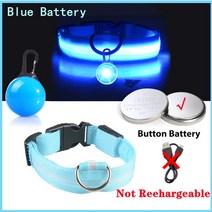 강아지 리드줄 목줄 충전 목걸이 펜던트 분리형 밝은 고양이 밤, 44.Blue Button Battery - S Nec