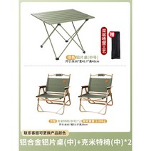 아웃도어 접이식 책상과 의자 캠핑 장비 용품대전 휴대용 알루미늄 계란말이 테이블, 풀그린미디움테이블+알루미늄관크미트체어_2