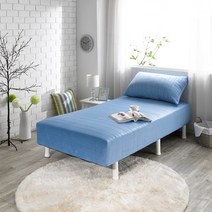 브라보가구 CL라텍스 단면 매트리스 침대 다리포함, 블루(벨로아)