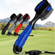 3in1 골프 클럽 헤드손질용 브러쉬솔 골프채 세척 릴와이어장착, 블랙