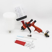 전동구리스건 전동실리콘건 에어 충전 1.3mm 노즐 페인트 스프레이 건 중력 공급 자동차 페인트 건 600cc 탱크 페인트 믹싱 컵 및 어댑터 스프레이 건 공기 조절기 포함, 검은색
