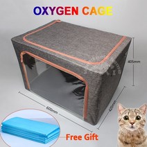 강아지산소방 큰 고양이 개 산소 케이지 리넨 스크래치 방지 접이식 상자 동물 분무 케이지 600x420x405mm 수의학 장비, 없음