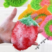 딸기 아크릴 수세미 주방 친환경 핸드메이드 손뜨개, 딸기수세미랜덤혼합