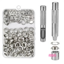 그로멧 키트 아일렛 세터 100 세트 그로밋 아일렛 12mm 타포린 가죽 Esyuse 증정