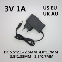 DC 3V 1A 1000mA 어댑터 전원 공급 장치 충전기 AC 100-240V 컨버터 EU 미국 영국 플매트 카펫 러그 5.5x2.5MM 4.0x1.7MM 3.5x1.35MM 2, DC Plug 3.5-1.35MM_UK