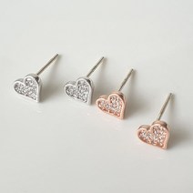 야랑쥬얼리 작은하트 큐빅 귀걸이(은침) 귀걸이