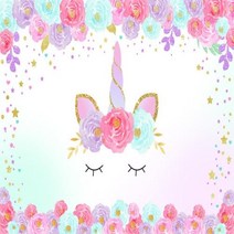 셀프 사진 촬영 포토 호환 유니콘 배경 소녀 생일 파티 장식 무지개 꽃 공주 베이비 샤워 배너, Vinyl---90x60cm+10