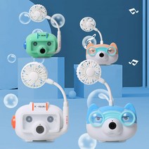 유니커블 LED 라이트 로봇 강아지 카메라 캐릭터 선풍기 자동 버블 머신 뮤직 조명 비눗방울 야외 장난감 여름 선물, 그린카메라 WPS057