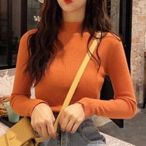 반집업 맨투맨 브이넥 봄 가을 터틀넥 풀오버 스웨터 기본 여성 긴 소매 슬림 스웨터 캐주얼 점퍼 여성 니트 탑