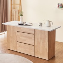 거목가구 오브리 1600 홈바 테이블 아일랜드 식탁 조리대 주방수납장, 우드화이트