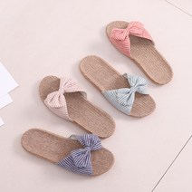 라탄 거실화 리본 슬리퍼 사무실 발편한 푹신한 실내화, 그린