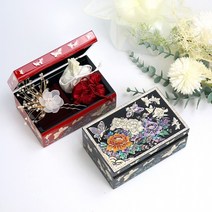 박씨상방 (랑재)나전칠기 나비목단 자개보석함 15센티, 검정