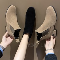 [PINK LITCHI]여성 빅사이즈 통굽 앵글부츠 데일리슈즈 ZDD121