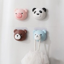 메이하우스 접착식 귀여운 곰돌이 원터치 후크 걸이, 브라운베어