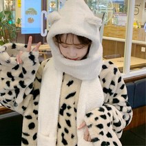 여학생 귀달린모자 장갑일체형 털목도리 귀달이모자 선물