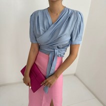 베이시코 / 실키 매듭랩 셔링블라우스