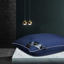힐튼 패딩베개 5성급 호텔 베개 심 호텔 가정용 학생 기숙사 1인용 목베개 네모라인 지퍼형 구름베개솜, 다크 블루, 48*74cm 중간 및 낮은 베개 650g