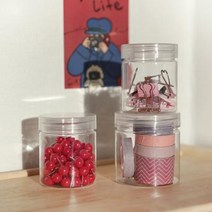 투명 플라스틱 원통 용기 공병 케이스 보관 통 3size L