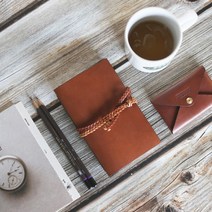 802 가죽 수제 다꾸 여행 일기장 다이어리 노트 커버 빈티지 미니 수첩 커플 공방 만년, 네이비, 표준 각인작업:4천원