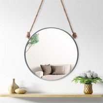 [(주)트리 인천가정지사]빈티지 스트랩 벽거울(60cm) (실버) 원, 색상:단일색상|사이즈:기본