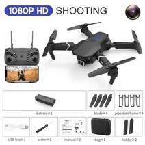 KBDFA E88 프로 와이파이 FPV 드론 광각 HD 4K 1080P 카메라 높이 고정 RC 접이식 쿼드콥터 어린이 완구, black-singleC1080P1B