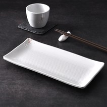 백청아 멜라민 긴 접시 3호 업소용 김밥 생선 초밥 스시 직사각 그릇