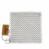 주철 클리너 15.2cm x 16cm(6인치 6.3인치) 프리미엄 316L 스테인리스 스틸 체인 메일 스크러버 프라이팬 웍 냄비 팬용 미리 시즈닝된 팬 더치 오븐 와플 언 스크레이, Square