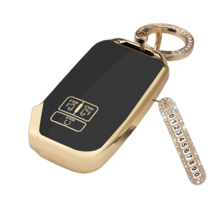 키에티 기아 신형 카니발 4세대 KA4 7버튼 TPU 엣지 키케이스 + 큐빅번호판, 골드_블랙