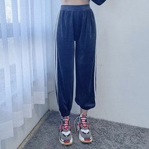 VANANA2 벨로아 소재 벨벳 두줄 트레이닝 조거 팬츠 3color
