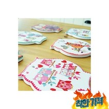 아울 컵받침 6P Ver4 빈찻잔빈잔홈분위기도자기컵받침통통뒤지개, 헬로 아울 컵받침 6P세트 Ver+4 /빈티지찻잔/빈티