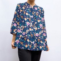 엄마옷 여성 꽃무늬 오픈 차이나 아사 블라우스 빅사이즈 데일리 셔츠