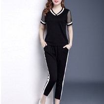 엘레스 투피스 오버핏 빅사이즈 캐주얼 트레이닝복 상하의 세트