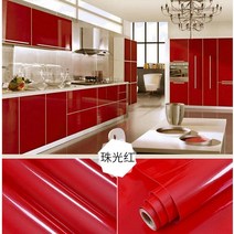 웨인스코팅벽지 캐비닛 스티커 가구 리노베이션 옷장 필름 책상 도어 자체 접착 벽지 주방 오일-방수, 60cmX10m, 07 Pearl red
