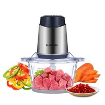 육절기 분쇄기 고기 다지기 ELEKCHEF 전기 푸드 프로세서 쵸퍼 2 속도 1.8L 유리 그릇 블렌더 Babyfood 야채 양파 마늘, 01 220V_01 EU