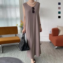 빅걸스토리 여성 빅사이즈 스판 민소매 시원한 여름 데일리 나시 원피스