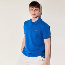 라코스테 LACOSTE 슬림핏 카라 반팔티셔츠_블루 323487