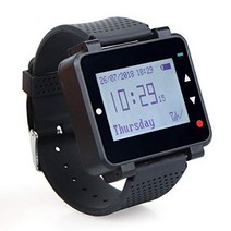 Retekess T128 Restaurant Pager System Customize Wrist Watch Pager Buzzer Rechargeable Caregiver Page, 1, Black