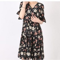 여자 반팔 점프수트 꽃무늬 원피스 여성 브이넥 루즈핏 데이트룩