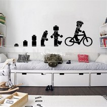 집 벽 스티커 진화 자전거 레고 남자 벽 예술 스티커, 상세페이지 참조9