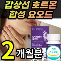 [식약처인증] 고용량 고함량 미국산 요오드 갑상선 호르몬 합성 건강 영양제 티록신 아이오 다이드 iodide + 알 약 케이스증정, 2개월 / 60정X1개 + 사은품