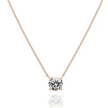 PAVOI 14K 금 도금 크리스탈 솔리테어 1.5 캐럿 (7.3mm) CZ 앙증맞은 초커 목걸이 | 여성용 골드 목걸이 골드