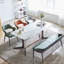 리빙룸가구/제노바 포세린 세라믹 4인 6인용 식탁세트/아쿠아텍스 의자포함, 제노바-4인(일반2+벤치1), 오렌지