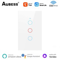 US EU 와이파이 스마트 조명 스위치 터치 Tuya 라이프 앱 제어 알렉사 구글 홈 작동 Yandex Alice Neutral, 09 white US 3gang