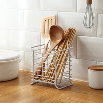 마벨인홈 걸이겸용 물빠짐 철제 사각 수저통, 화이트, 1개