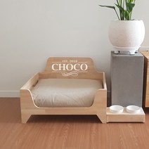 제스퍼우드 원목 강아지침대 M 애견소파하우스 고양이 집, 베이지 방석