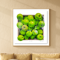 [그림닷컴] 청사과 (300 Editions) 윤병락 판화 사과그림액자, (원목)우드베이지