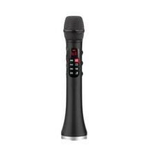 공연용 무선 마이크 노래방 핀 블루투스 유튜브 핸드 휴대용 eonko l-1038 25w 지능형 스피커 tf tws 레코더 이어폰 dsp 5000mah 배터리, 블랙 l-1038